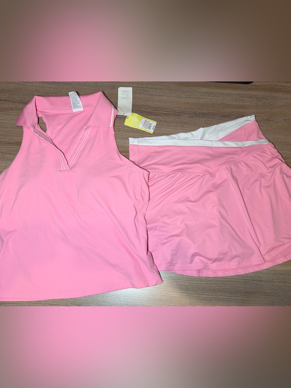 Pink Women's Active Tank and Skort Set